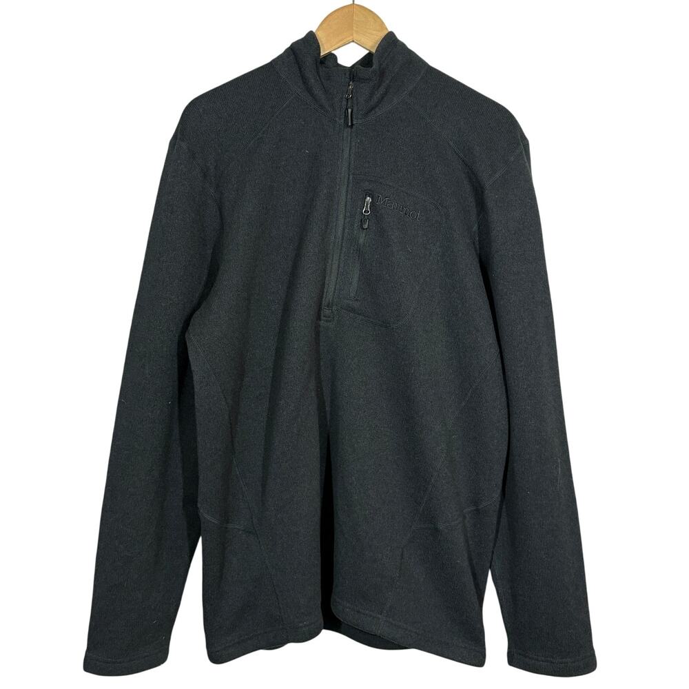 Marmot Half Zip Pullover Fleece Sweatshirt Top Long Sleeve Charcoal Casual - L